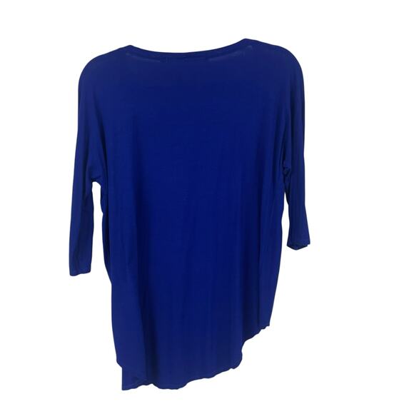 Michael Stars 3/4 Sleeve Royal Blue Asymmetrical Top Womens One Size - Picture 4 of 5